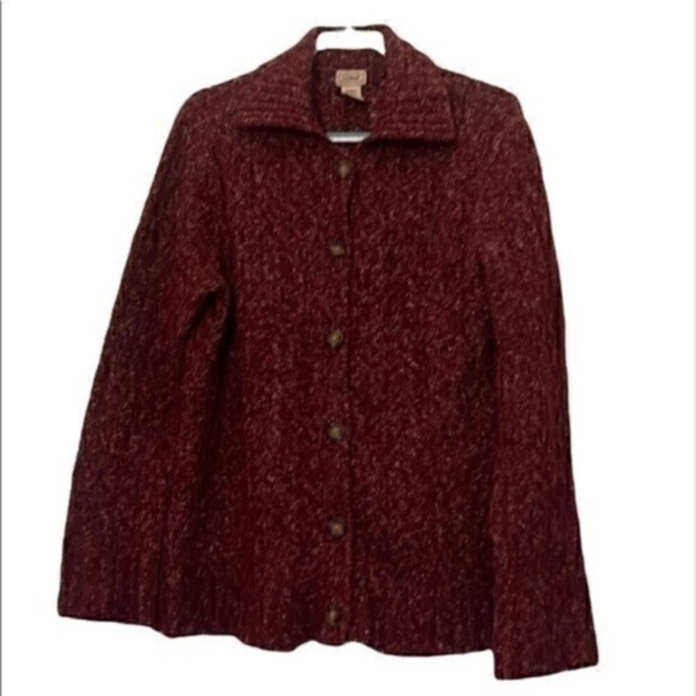 L.l. Bean Button Up Wool Blend Large Button Cardigan Sweater